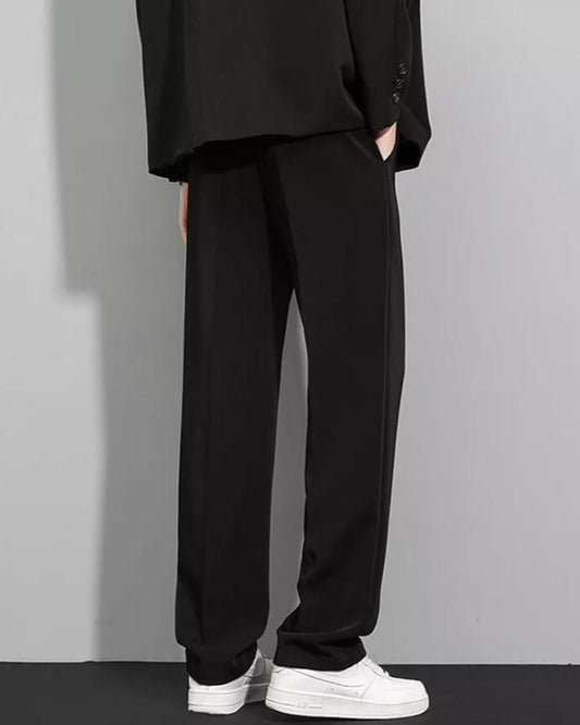 Men's Polyester Black Dry Stretchable Casual Trouser