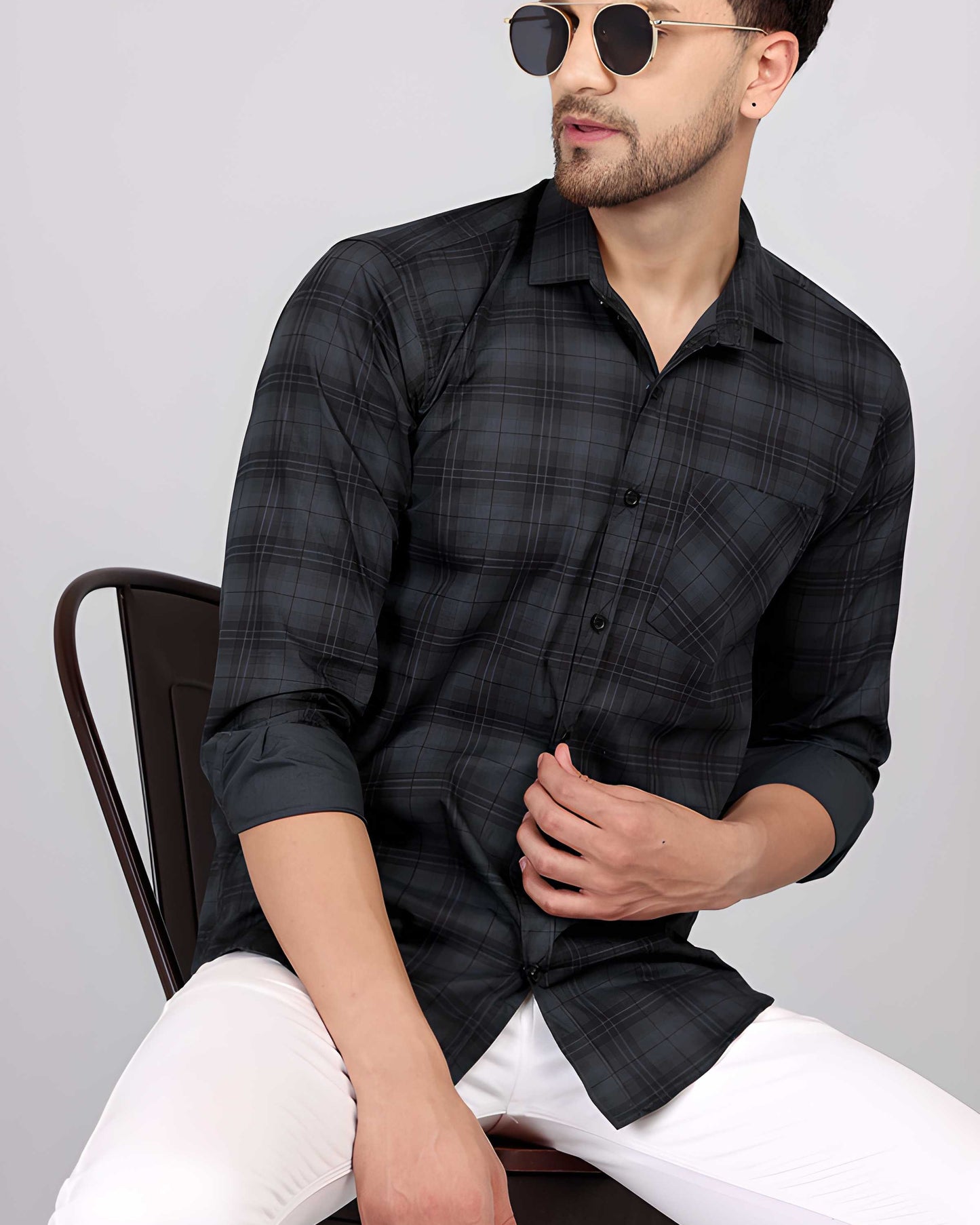 Gasperity Cotton Checks Full Sleeves Mens Casual Shirt
