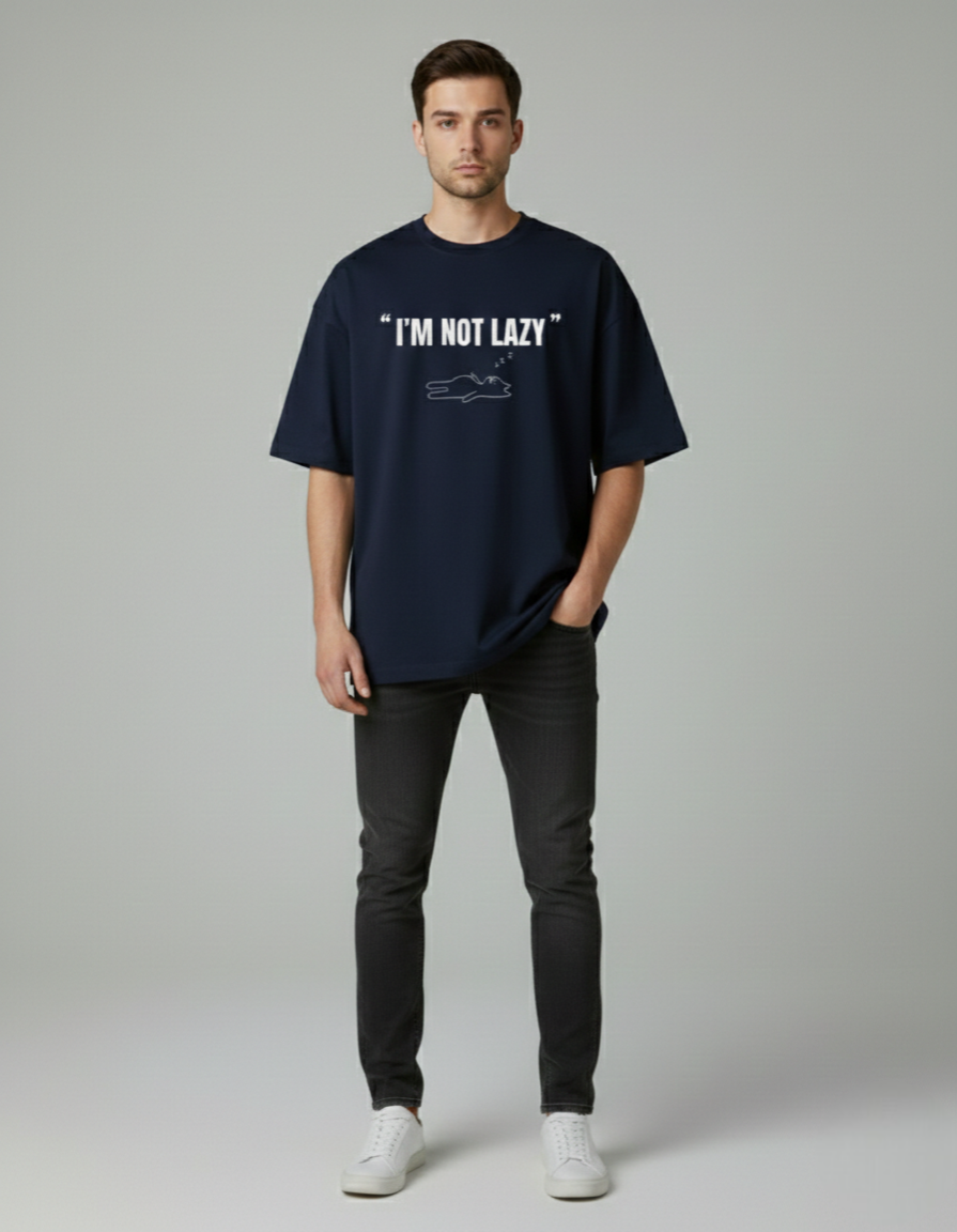 Terry Oversized 'I'M NOT LAZY' Tee