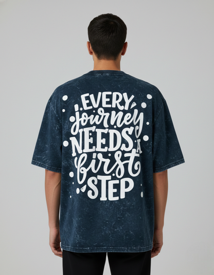 Oversized 'POSITIVE MIND' Acid Wash Tee