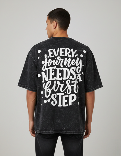 Oversized 'POSITIVE MIND' Acid Wash Tee