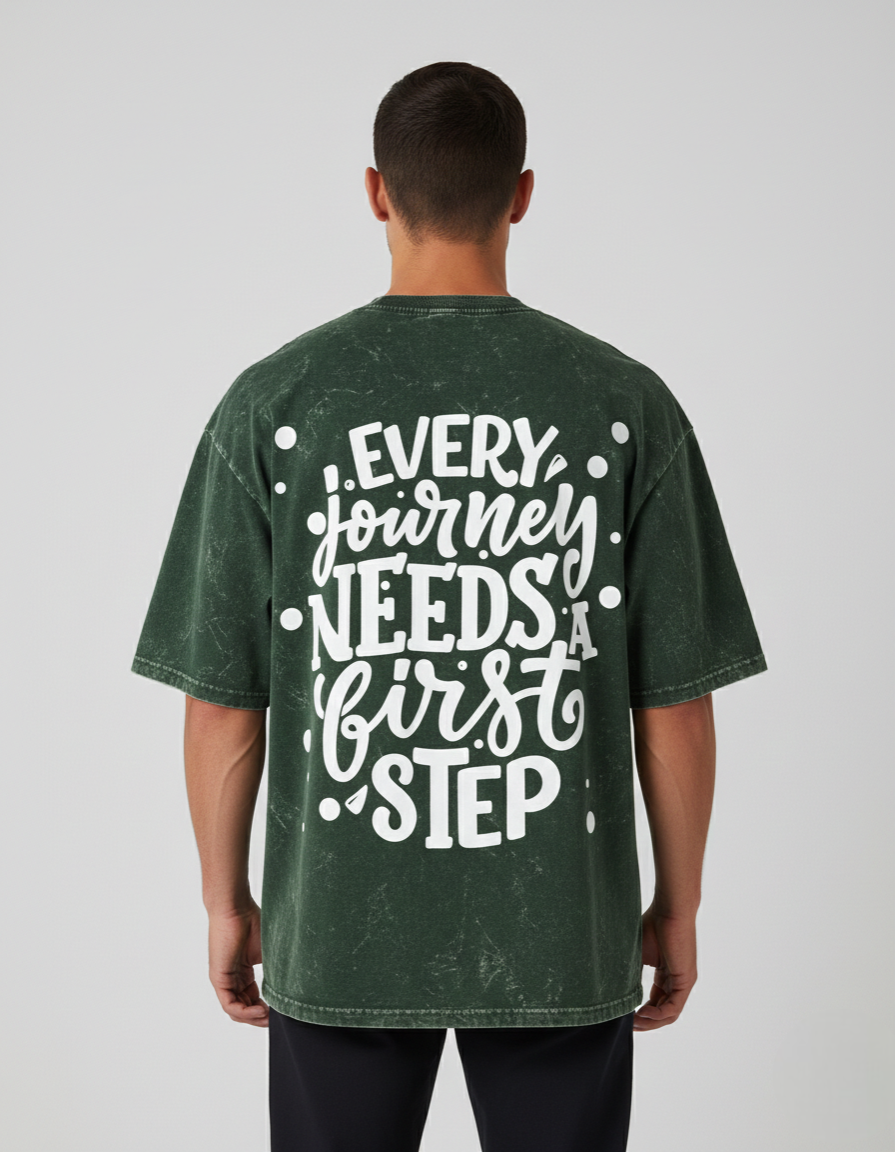 Oversized 'POSITIVE MIND' Acid Wash Tee