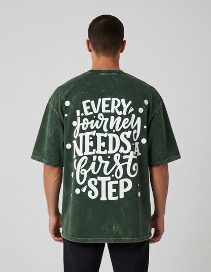 Oversized 'POSITIVE MIND' Acid Wash Tee