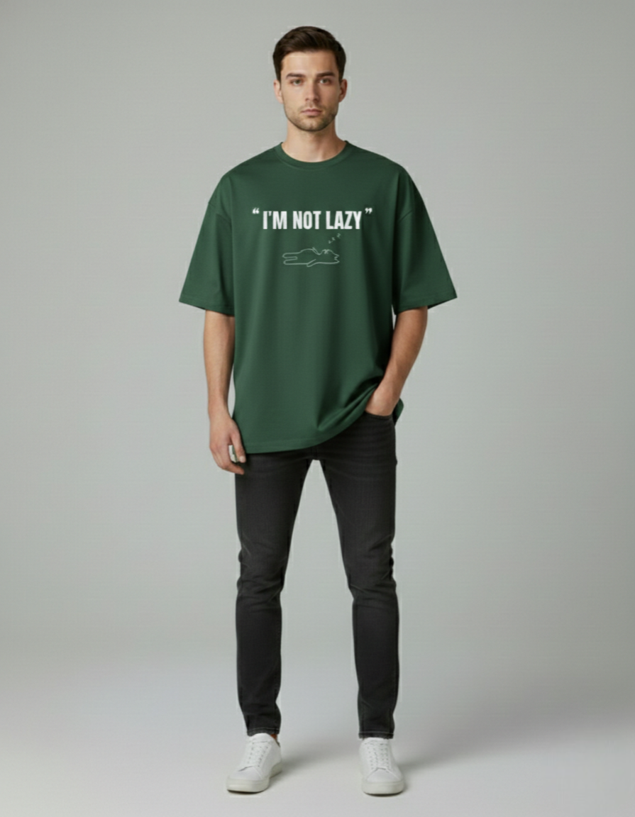 Terry Oversized 'I'M NOT LAZY' Tee