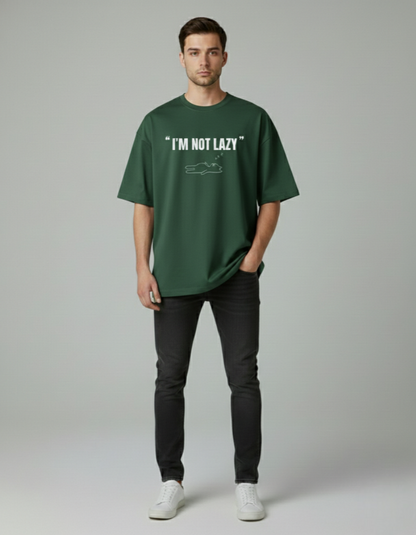 Terry Oversized 'I'M NOT LAZY' Tee
