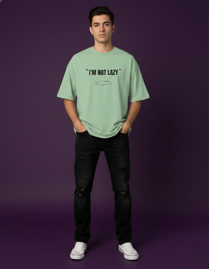 Terry Oversized 'I'M NOT LAZY' Tee