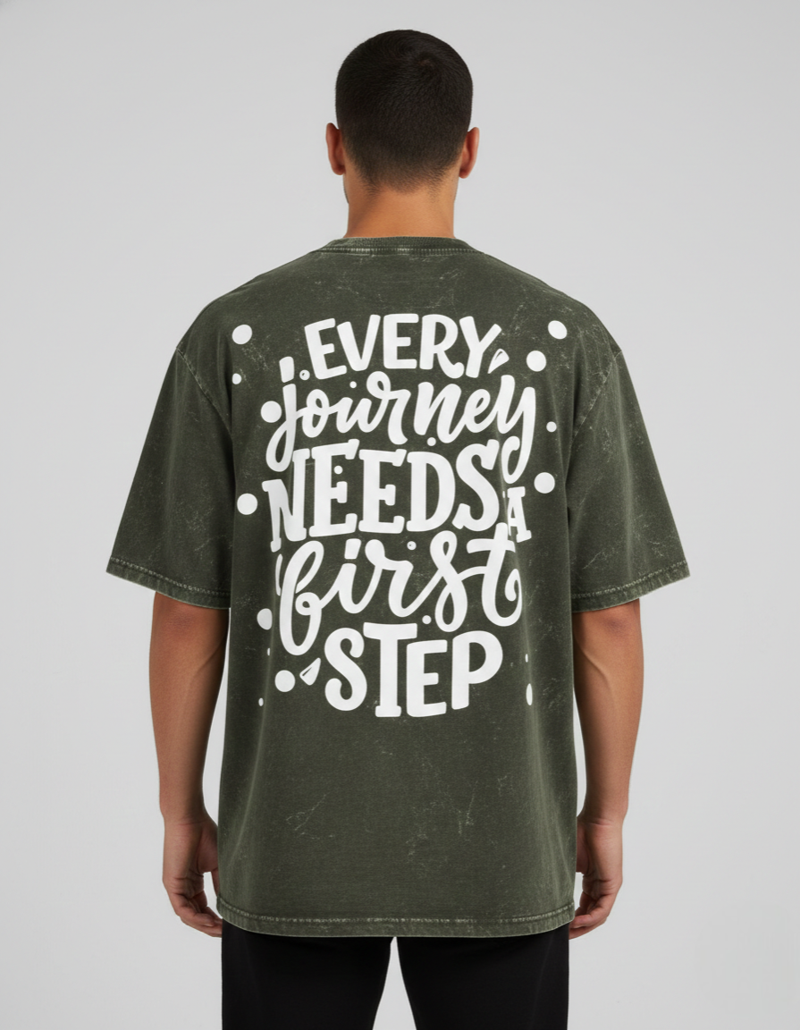 Oversized 'POSITIVE MIND' Acid Wash Tee
