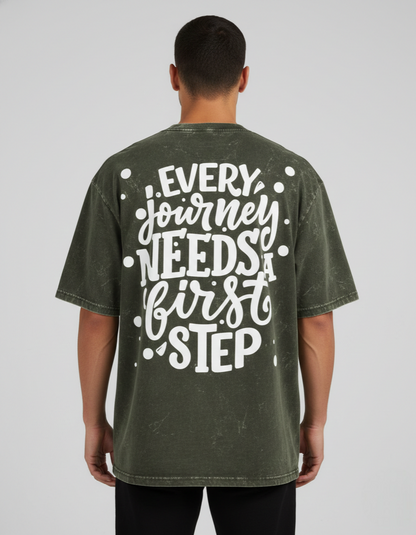 Oversized 'POSITIVE MIND' Acid Wash Tee