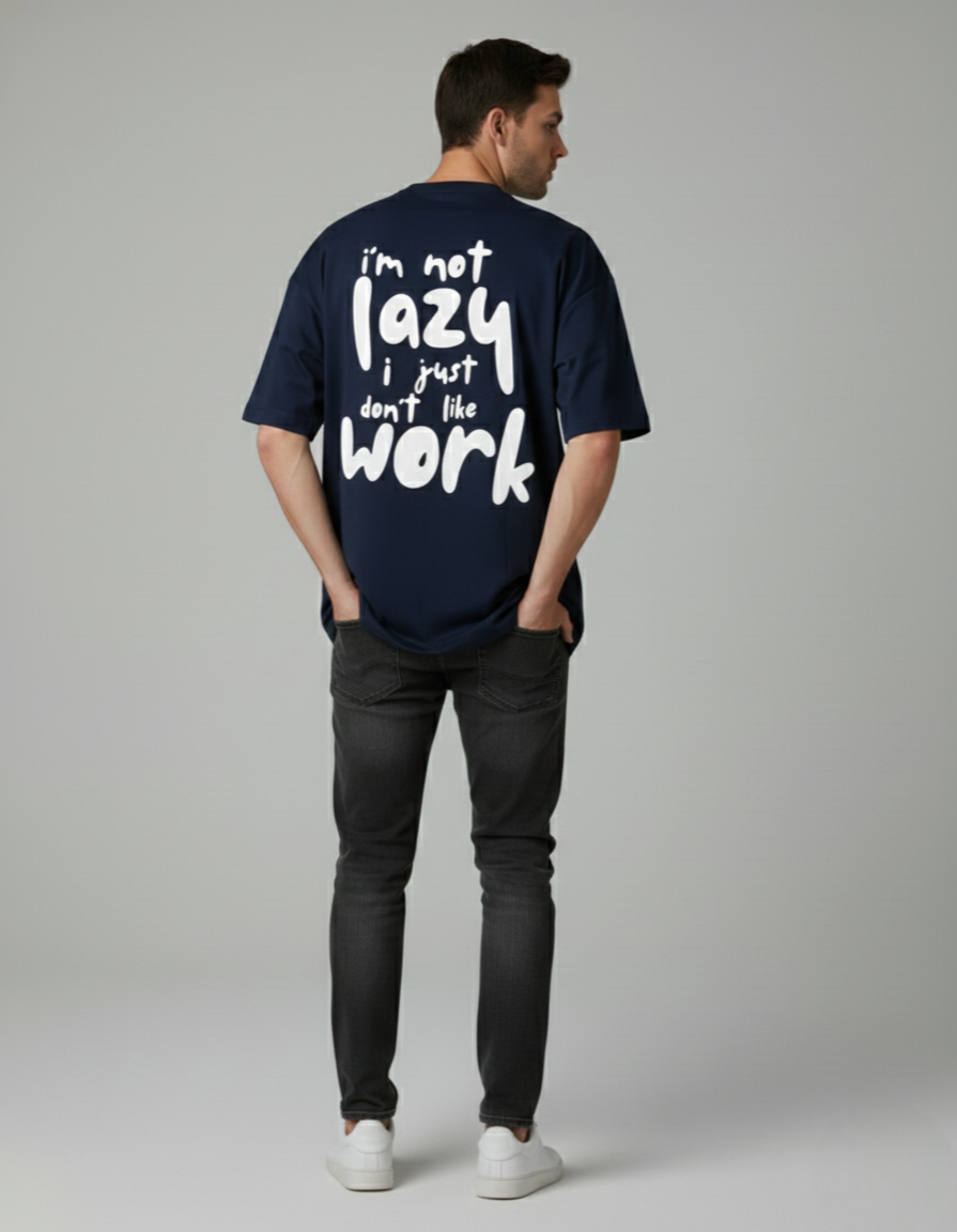 Terry Oversized 'I'M NOT LAZY' Tee