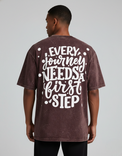 Oversized 'POSITIVE MIND' Acid Wash Tee