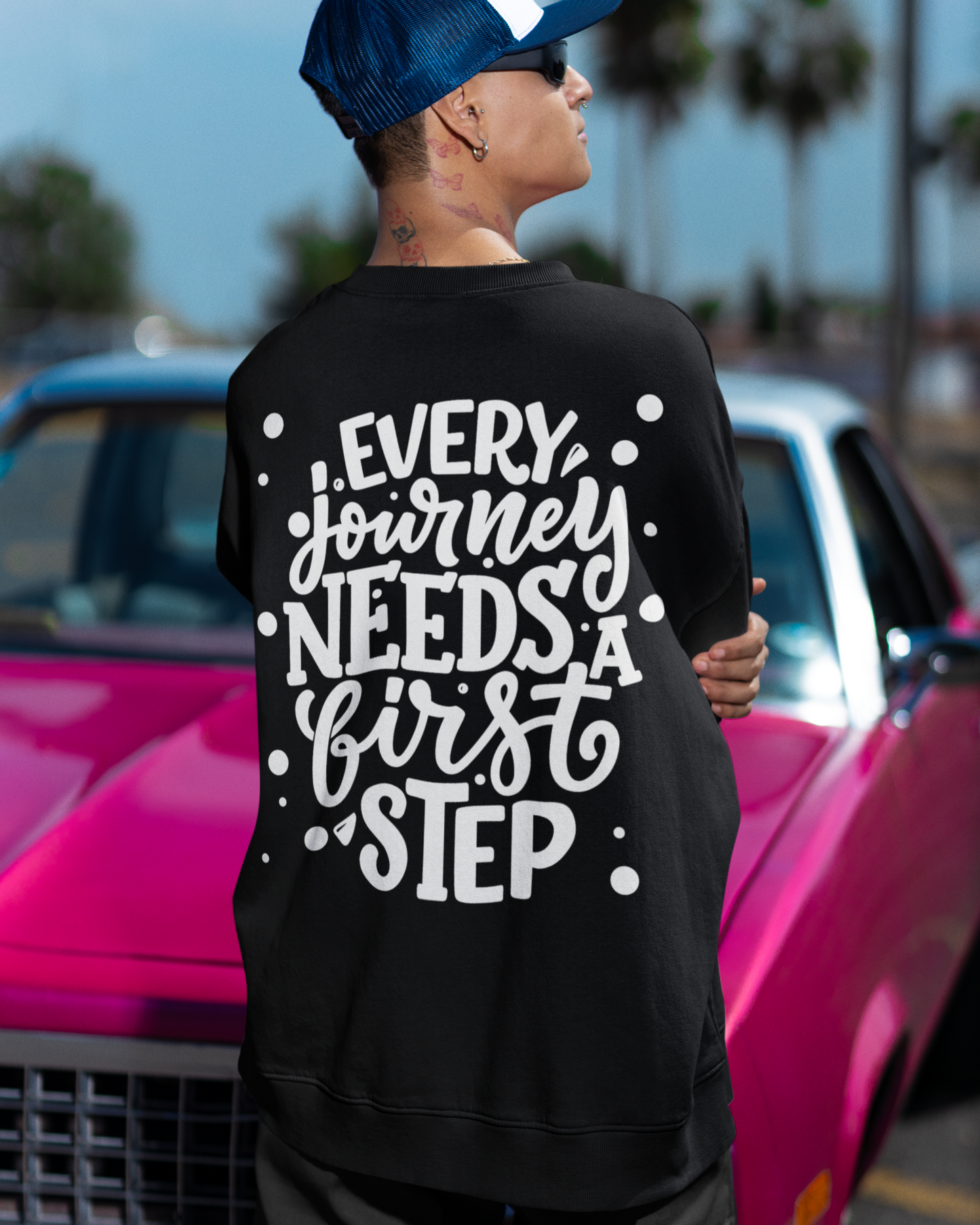 Oversized 'POSITIVE MIND' Sweatshirt (Puff Print)