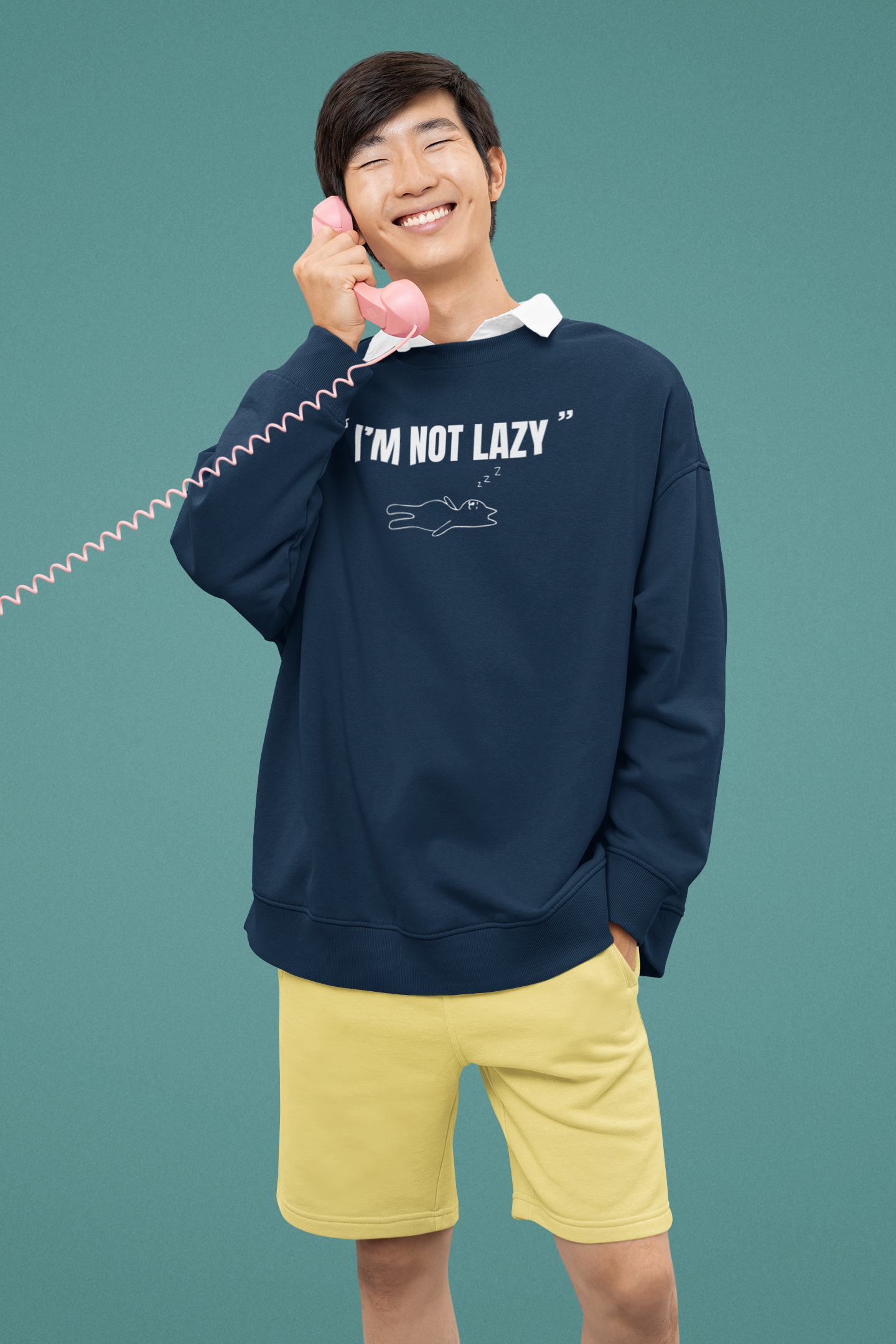 Oversized 'I'M NOT LAZY' Sweatshirt (Puff Print)